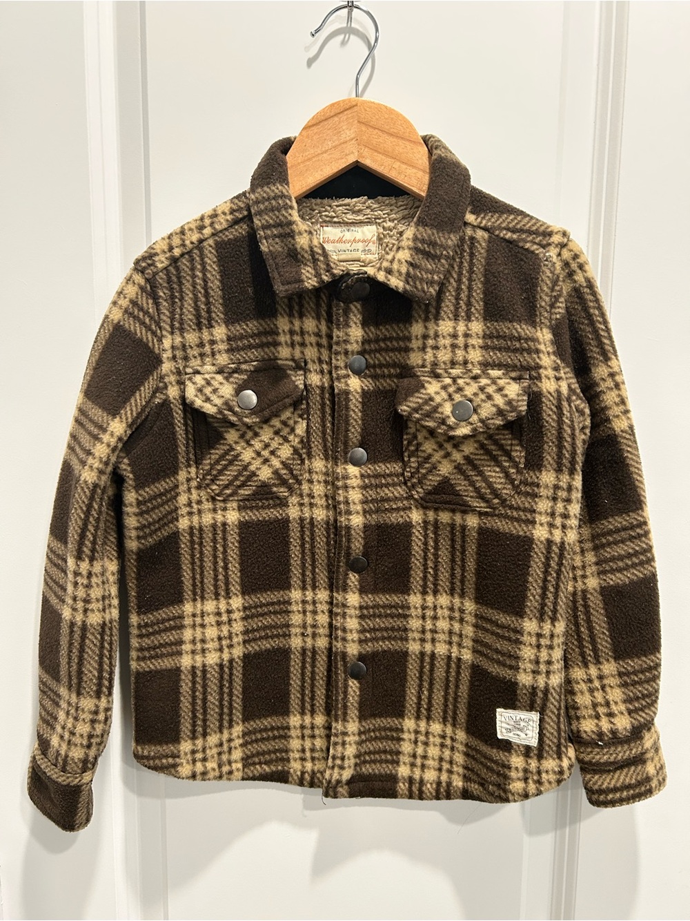 Weatherproof Kids Brown & Tan Plaid Fleece Jacket